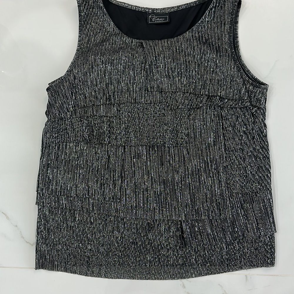 Collection Dressbarn Women's Black/Sparkle Blouse Sleeveless Size 14w - Picture 2 of 6